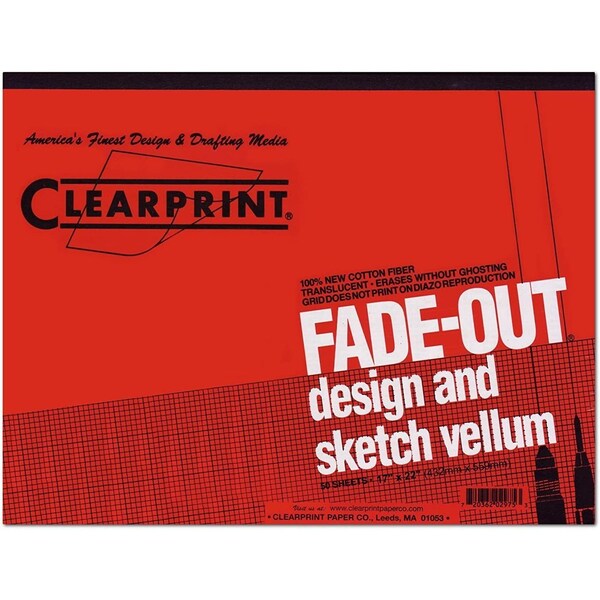 Chartpak Design Vellum 1000Hp 8X8 Grid 50 Sheets 17X22 SLS